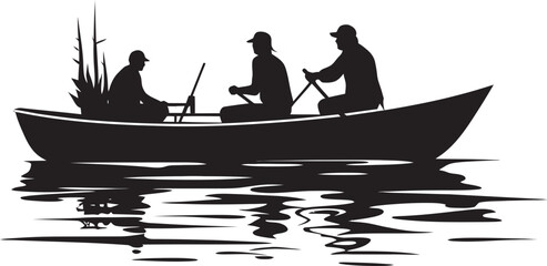 Waterside Whisperer Fisherman on Small Boat Icon Cove Conqueror Small Boat Vector Logo Design