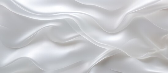 A detailed close-up view showcasing the texture of white translucent fabric, revealing its intricate patterns and fibers up close. The fabric appears smooth and delicate, with a slight sheen