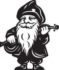 Magical Musings Gnome Playing Violin Emblem Design Sylvan Symphony Vector Logo of Gnome with Violin
