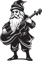 Natures Overture Vector Logo Design with Gnome and Violin Gnome Groove Gnome Playing Violin Emblem
