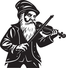 Sylvan Strings Gnome Playing Violin Icon in Vector Melodic Magic Vector Logo Design with Gnome and Violin