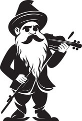 Magical Musings Gnome Playing Violin Emblem Design Sylvan Symphony Vector Logo of Gnome with Violin