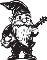 Fantasy Fiddler Gnome with Violin Emblem Woodland Serenade Vector Logo of Gnome with Violin