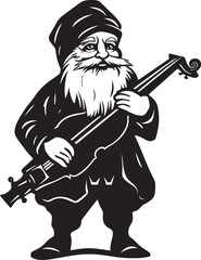 Whimsical Waltz Vector Logo of Gnome with Violin Sylvan Strings Gnome Playing Violin Icon in Vector