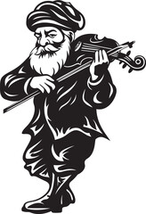 Enchanted Ensemble Vector Logo Design Featuring Gnome and Violin Fairy Tale Fiddler Gnome with Violin Icon in Vector