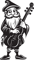 Naklejka premium Melodic Magic Vector Logo Design with Gnome and Violin Fantasy Fiddler Gnome with Violin Emblem