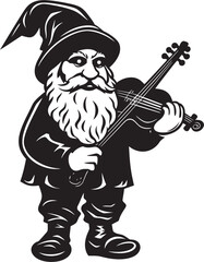 Harmony of the Woods Gnome with Violin Logo Design Enchanted Melodies Vector Gnome and Violin Emblem