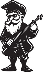Naklejka premium Pixie Performance Gnome with Violin Icon Design Natures Overture Gnome Playing Violin Vector Logo