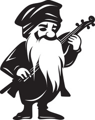 Whispering Woods Vector Gnome and Violin Emblem Pixie Performance Gnome with Violin Icon Design