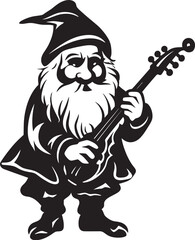Natures Overture Gnome Playing Violin Vector Logo Folklore Fiddler Gnome with Violin Emblem in Vector