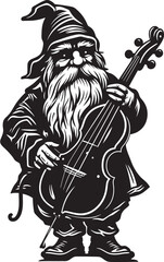 Sylvan Strains Vector Logo Design of Gnome and Violin Enchanted Echoes Gnome Playing Violin Icon