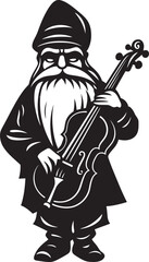 Whimsical Strings Gnome with Violin Icon in Vector Magical Minstrel Gnome Playing Violin Emblem Design