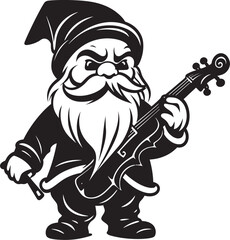 Gnomish Melodies Vector Logo Design Featuring Violin Whimsical Strings Gnome with Violin Icon in Vector
