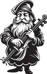 Magical Musings Gnome Playing Violin Emblem Design Sylvan Symphony Vector Logo of Gnome with Violin