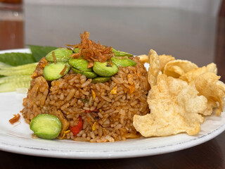 nasi goreng pete, pete fried rice in plate