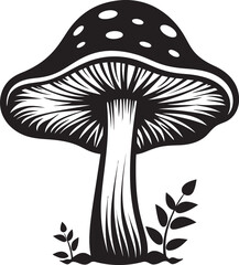 Capsule Canopy Mushroom Icon in Vector Earths Echo Vector Logo Design with Mushroom Emblem