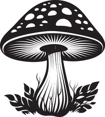 Toadstool Tapestry Vector Logo with Mushroom Emblem Enchanted Elixirs Mushroom Symbol