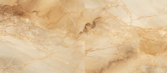 Detailed close-up view of a beige marble surface, showcasing the intricate patterns and textures...