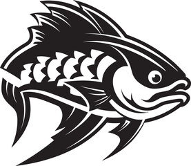 Stream Symphony River Fish Icon in Vector Ripple Rhythms Vector Logo Design with River Fish