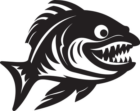black fish with sharp teeth clip art preview