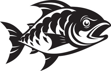 Stream Serenity Fish Icon in Vector Ripple Rhythm Vector Logo of River Fish
