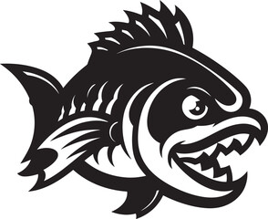 River Reverence Vector Logo Design with River Fish Freshwater Fantasy River Fish Icon in Vector