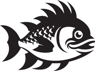Cascade Crescendo Vector River Fish Logo Serene Sprout Fish Emblem in Vector