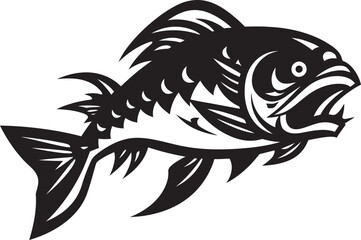 Freshwater Flourish Vector Logo Design with River Fish Marine Melodies River Fish Icon in Vector