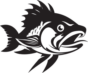 Fototapeta premium Freshwater Flourish Vector Logo Design with River Fish Marine Melodies River Fish Icon in Vector