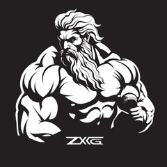 Olympus Vitality Vector Logo Design with Zeus Icon Thunderbolt Fitness Zeus God Gyming Emblem Vector