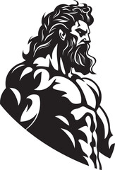 Divine Strength Zeus God Gyming Emblem Vector Thunder God Training Gym Icon with Zeus Icon Vector