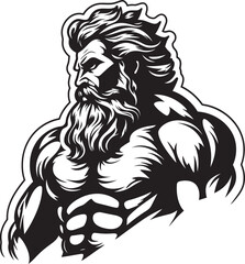Zeus Muscle Forge Zeus God Gyming Emblem Vector Thunderous Training Gym Icon with Thunder God Vector