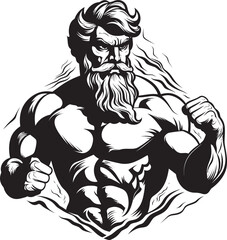 Thunder God Training Gym Icon with Zeus Icon Vector Zeuss Gym Vector Logo Design with Olympian Deity