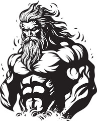 Divine Strength Zeus God Gyming Emblem Vector Thunder God Training Gym Icon with Olympian Deity Vector