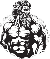 Olympian Ascendancy Gym Icon with Zeus Deity Vector Zeus Forge Vector Logo Design with Thunder God