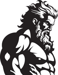 Olympus Vigor Zeus God Gyming Emblem Vector Thunderstorm Sculpt Gym Icon with Olympian Deity Vector