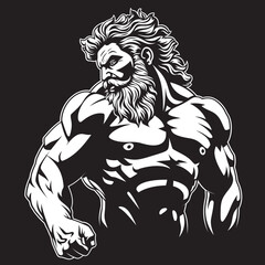 Olympus Powerhouse Vector Logo Design with Thunder God Divine Strength Zeus God Gyming Emblem Vector