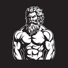 Thunderbolt Fitness Zeus God Gyming Emblem Vector Zeus Sculpt Gym Icon with Thunder God Vector