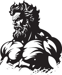 Thunder Workout Gym Icon with Zeus God Vector Mount Olympus Athletics Vector Logo Design with Zeus