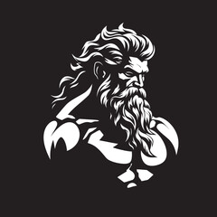 Olympus Muscle Zeus God Gyming Logo Vector Thunder Strike Fitness Gym Icon with Zeus God Vector