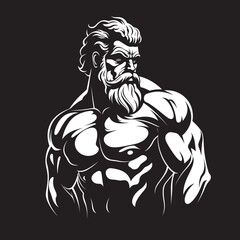 Zeus Sculpt Gym Icon with Thunder God Vector Olympus Muscle Zeus God Gyming Logo Vector