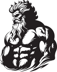 Thunder Strike Fitness Gym Icon with Zeus God Vector Divine Physique Vector Logo Design with Zeus Icon