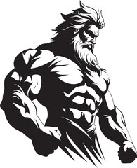 Olympian Vitality Gym Icon with Thunder God Vector Thunderbolt Fitness Vector Logo Design with Zeus Deity