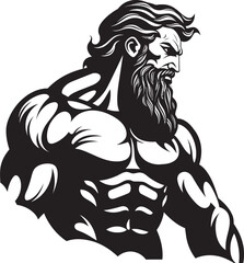 Divine Strength Gym Icon with Zeus Icon Vector Zeus Forge Vector Logo Design with Thunder God