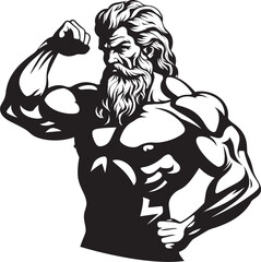 Olympian Ascendancy Gym Icon with Zeus Deity Vector Thunderstorm Sculpt Vector Logo Design with Olympian God
