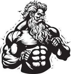 Divine Physique Zeus God Gyming Emblem Vector Thunderbolt Fitness Gym Icon with Thunder God Vector