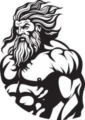 Olympus Power Gym Icon with Thunder God Vector Thunder God Training Vector Logo Design with Olympian Deity