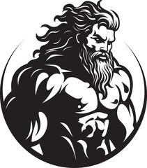 Olympus Fitness Gym Icon with Thunder God Vector Lightning Lifts Vector Logo Design with Olympian Deity