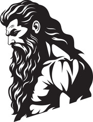 Olympus Muscle Zeus God Gyming Emblem Vector Thunder God Fitness Gym Icon with Zeus Vector