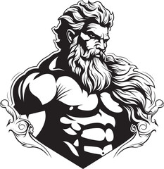Thunder God Fitness Zeus God Gyming Emblem Vector Zeus Sculpt Gym Icon with Thunder God Vector